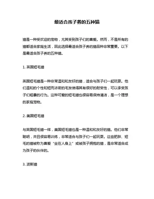 最适合孩子养的五种猫