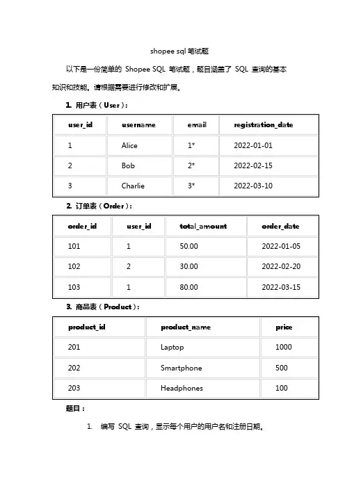 shopee sql笔试题
