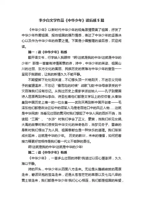 李少白文学作品《中华少年》读后感5篇