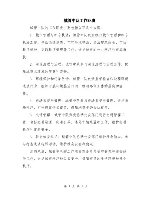 城管中队工作职责