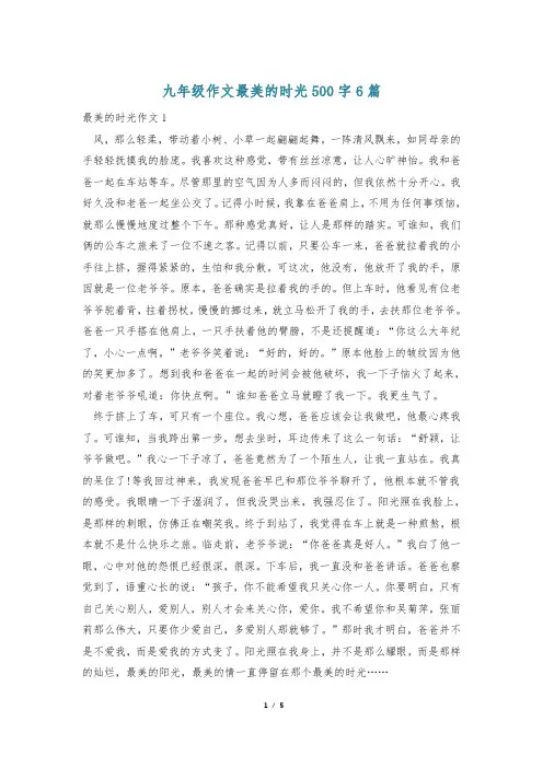 九年级作文最美的时光500字6篇