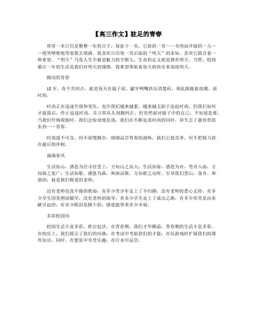 【高三作文】驻足的青春
