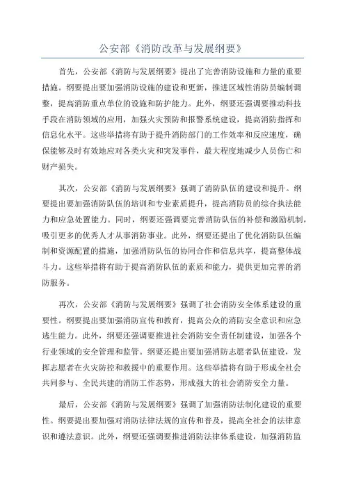 公安部《消防改革与发展纲要》