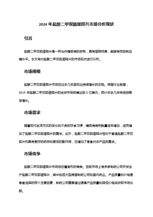 2024年盐酸二甲双胍缓释片市场分析现状