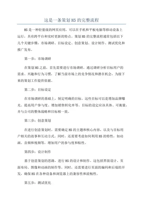 这是一条策划H5的完整流程