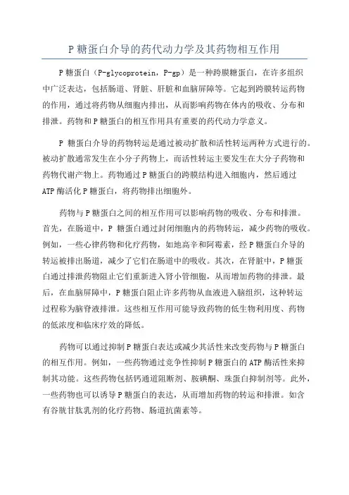 P糖蛋白介导的药代动力学及其药物相互作用