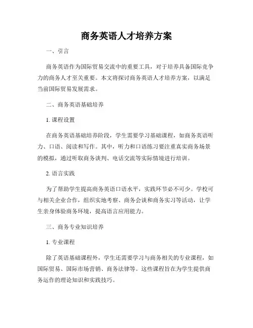 商务英语人才培养方案