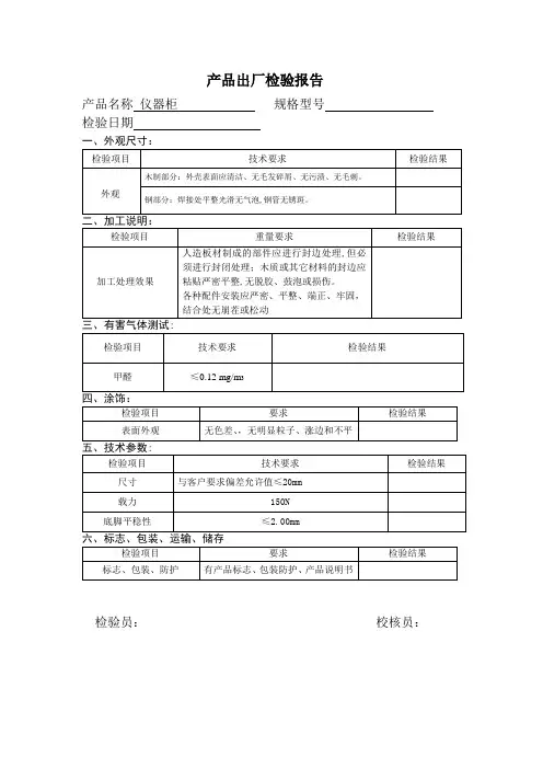 木家具出厂产品检验记录【范本模板】