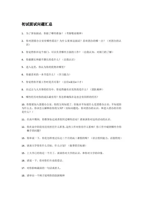 青志部面试问题及答案
