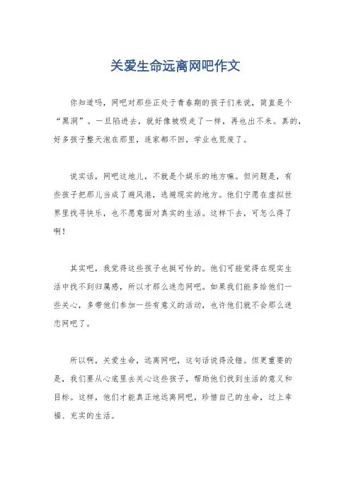 关爱生命远离网吧作文