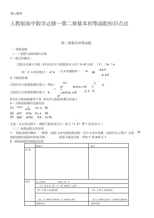 (完整word)人教版重点高中数学必修一第二章基本初等函数知识点总结,推荐文档