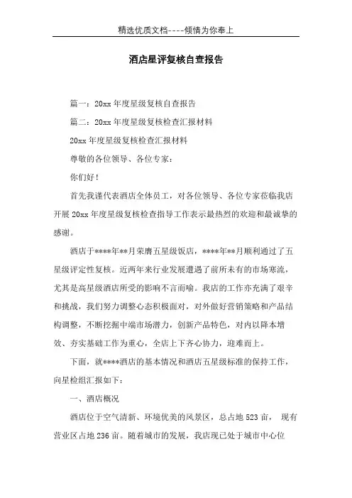 酒店星评复核自查报告(共8页)
