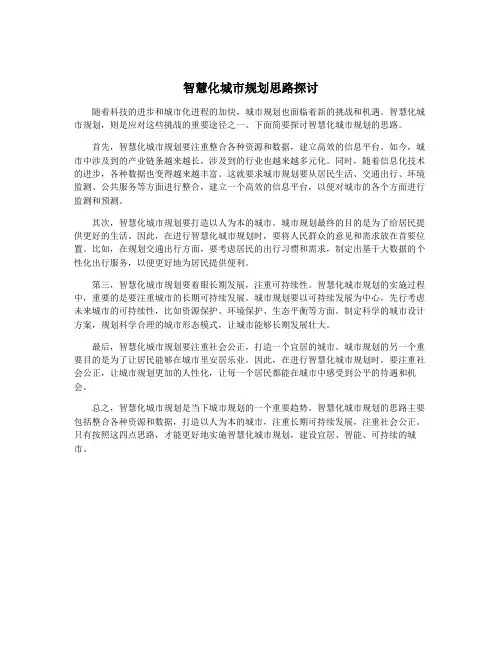 智慧化城市规划思路探讨