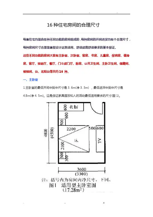 16种常用住宅户型尺寸