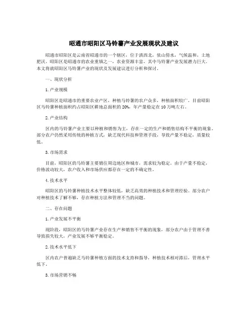 昭通市昭阳区马铃薯产业发展现状及建议