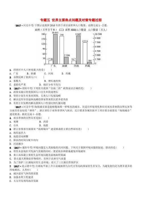 山东省枣庄市2018年中考地理专题五世界主要热点问题及对策专题过招
