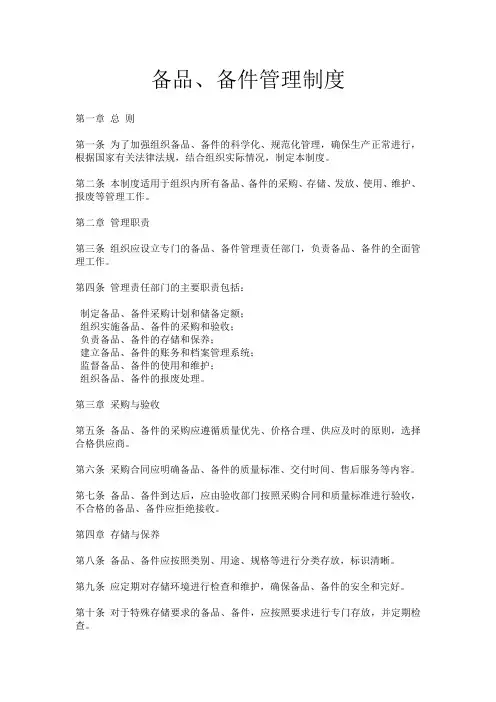 备品、备件管理制度