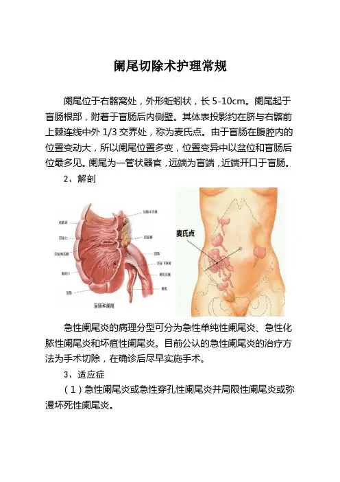 阑尾手术护理常规