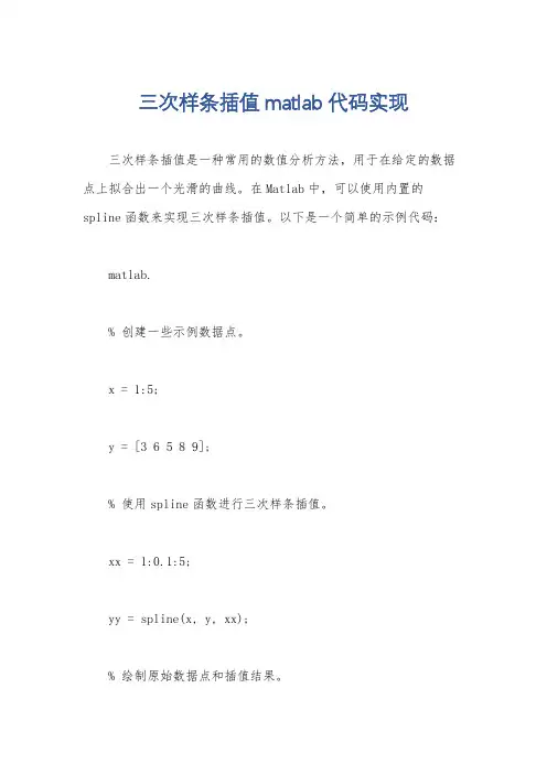 三次样条插值matlab代码实现