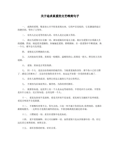 关于追求真爱的文艺唯美句子