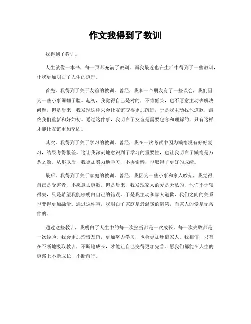 作文我得到了教训