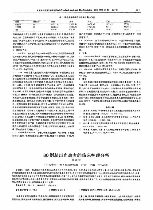 80例脑出血患者的临床护理分析