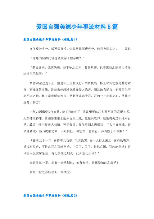 爱国自强美德少年事迹材料5篇