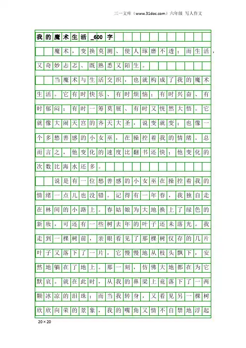 六年级写人作文：我的魔术生活_600字
