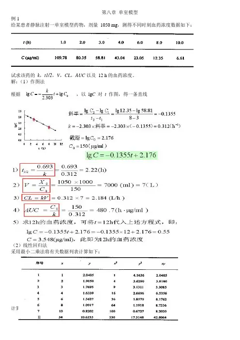 生物药剂学与药物动力学计算题