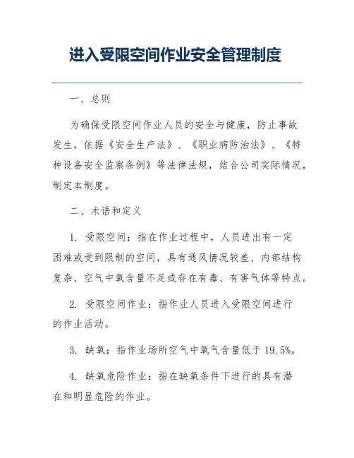 进入受限空间作业安全管理制度