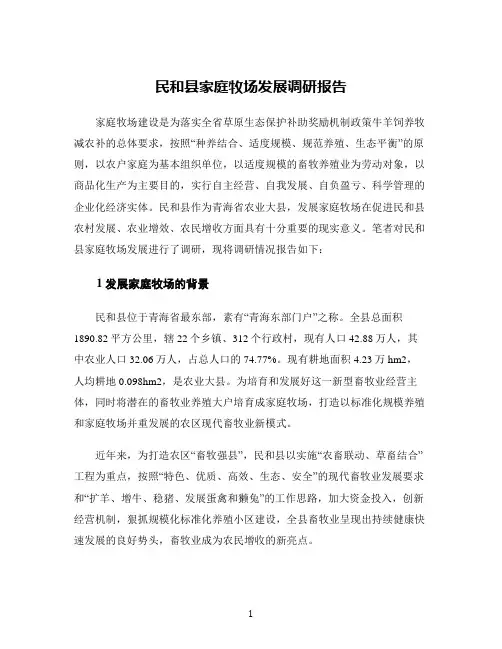 民和县家庭牧场发展调研报告