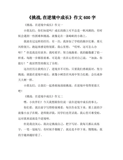 《挑战,在逆境中成长》作文600字