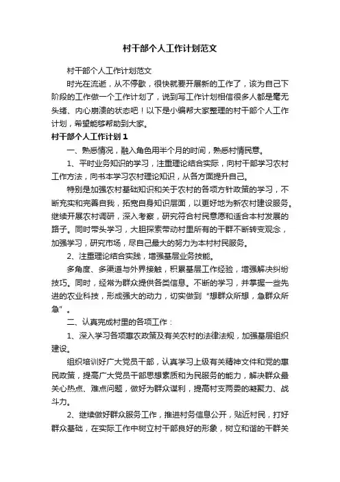 村干部个人工作计划范文