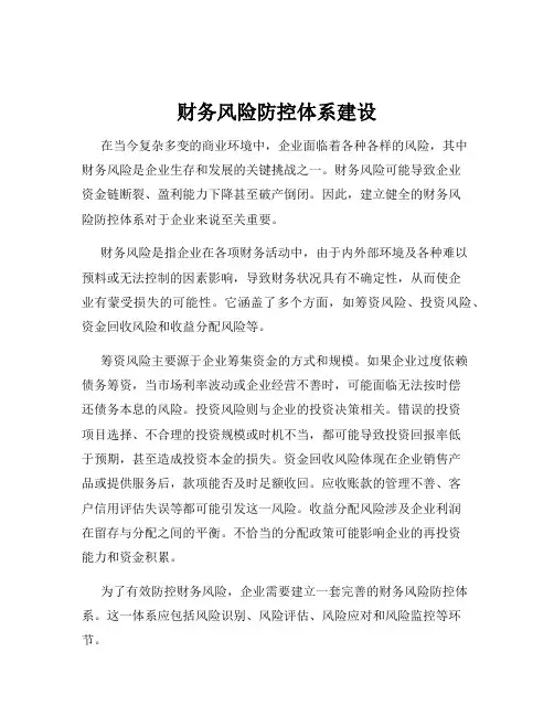 财务风险防控体系建设