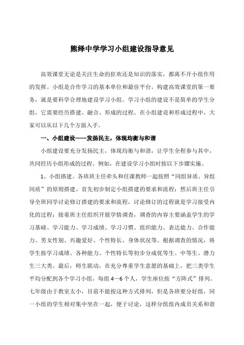 小组建设指导意见