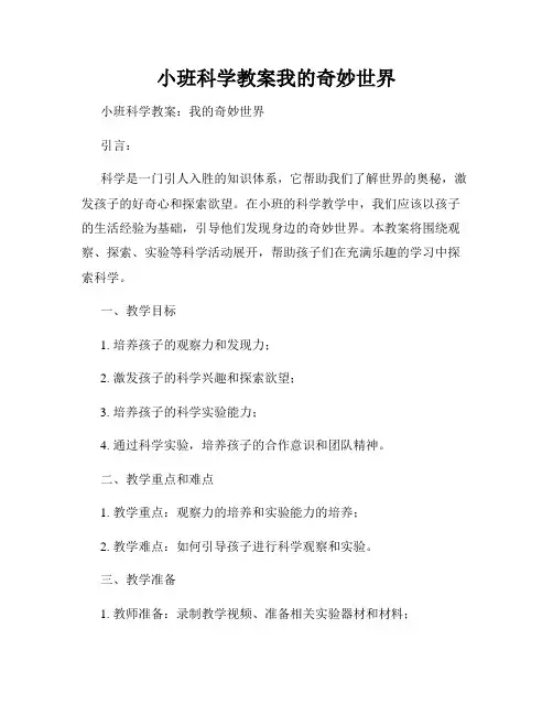 小班科学教案我的奇妙世界