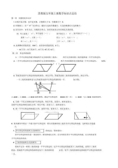 新版苏教版五年级上册数学知识点总结-精选