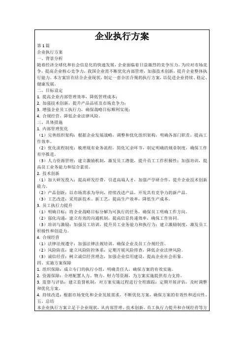 企业执行方案