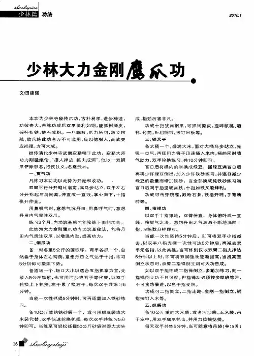 少林大力金刚鹰爪功