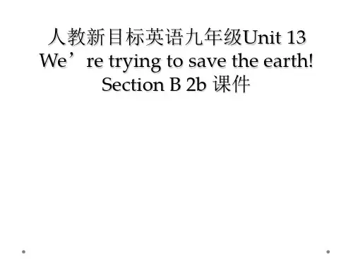 人教新目标英语九年级Unit 13 We’re trying to save the earth! 