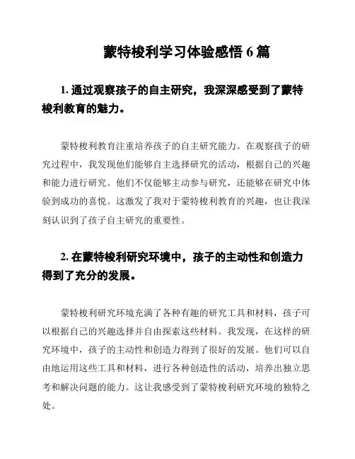 蒙特梭利学习体验感悟6篇