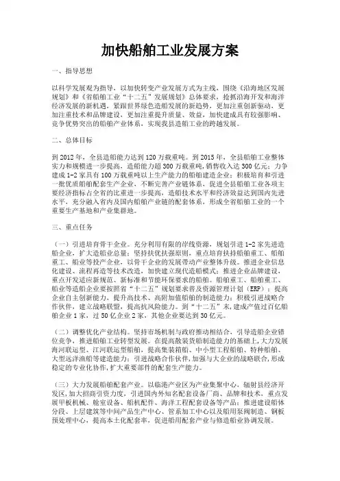 最新 加快船舶工业发展方案-精品