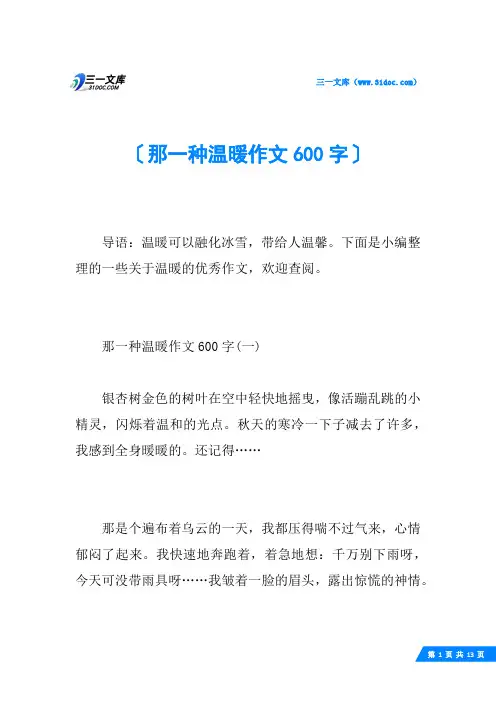 那一种温暖作文600字