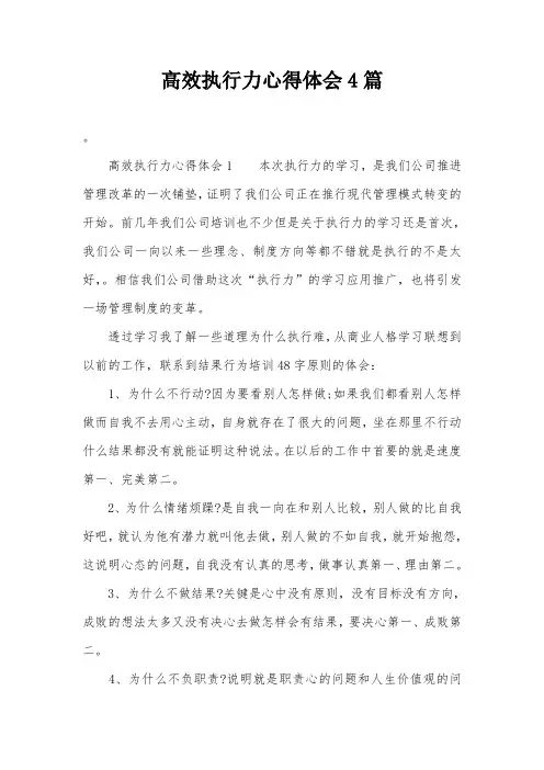 高效执行力心得体会4篇
