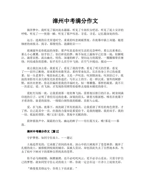 漳州中考满分作文