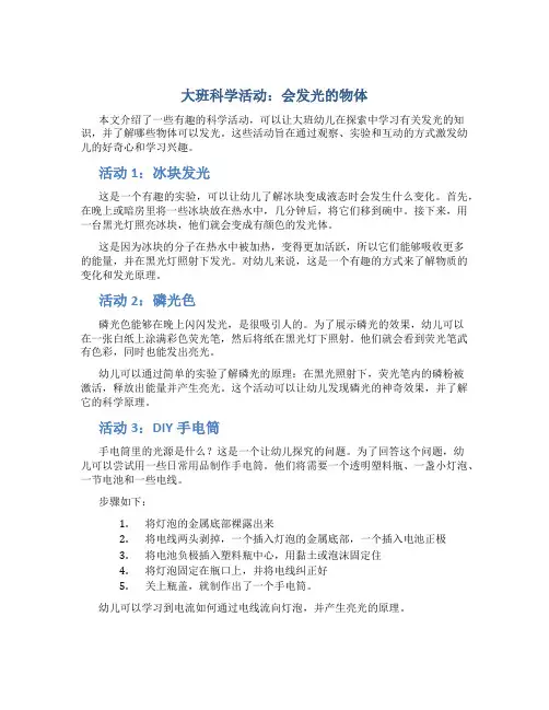 大班科学活动：会发光的物体