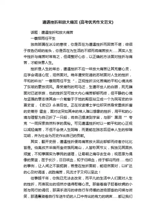 遭遇挫折和放大痛苦（高考优秀作文范文）