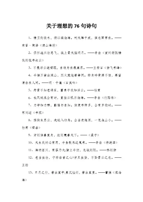 关于理想的76句诗句
