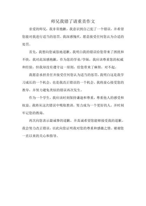 师兄我错了请重责作文