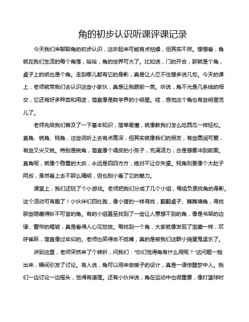 角的初步认识听课评课记录